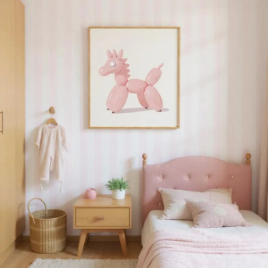 Pink balloon poster with Pony Digital File Ready to Print High Definition PDF PNG File Format