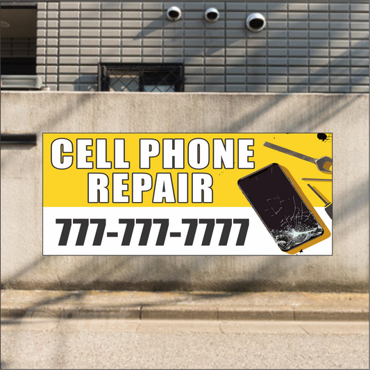 Cell Phone Repair Vinyl Banner Add Your Phone Number