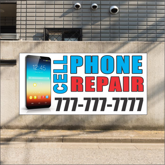 Cell Phone Repair Vinyl Banner Add Your Phone Number