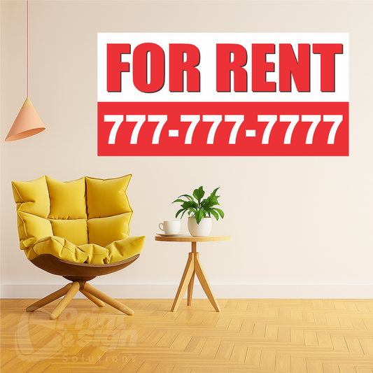 Customized FOR RENT Vinyl Banner Add Your Phone Number