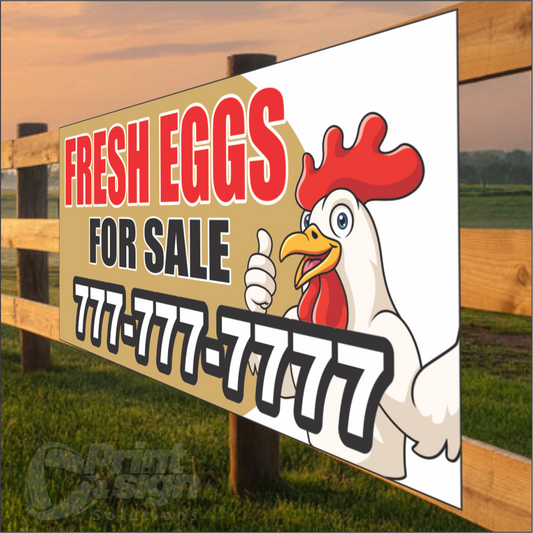 Customized FRESH EGGS FOR SALE Vinyl Banner Add Your Phone Number