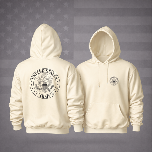 UNITED STATES ARMY SHIELD Military Hooded Sweatshirt – Premium Patriotic Comfort Hoodie