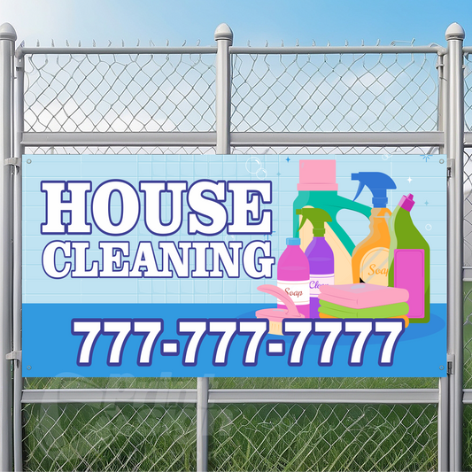 House Cleaning Vinyl Banner Add Your Phone Number