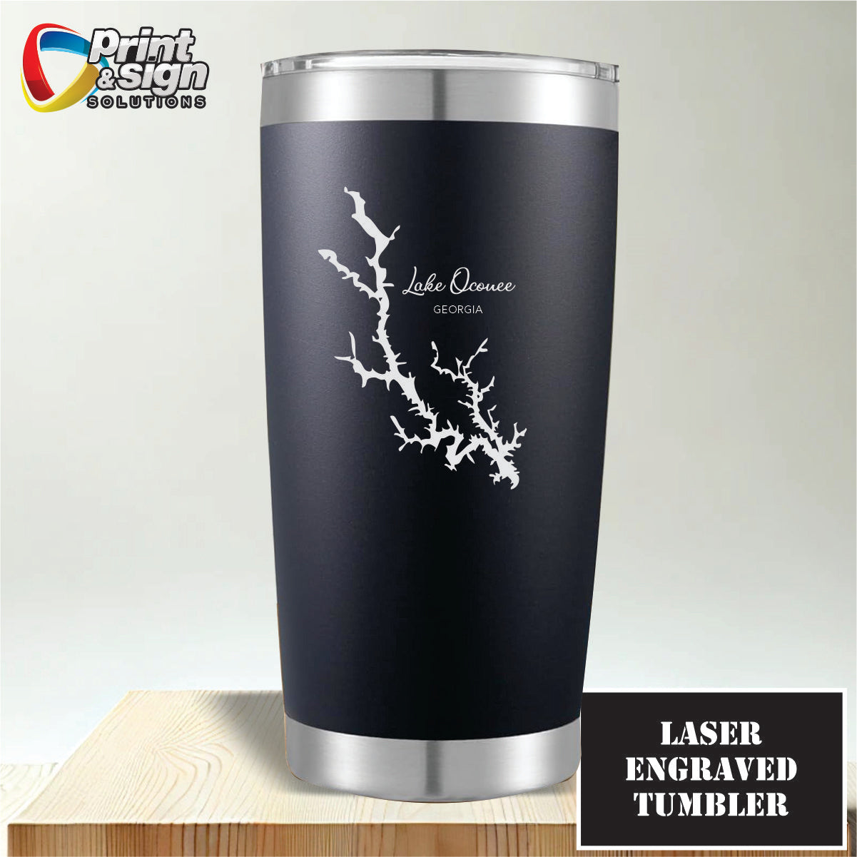 Lake Oconee Laser Engraved 20oz Tumbler Insulated Travel Mug with