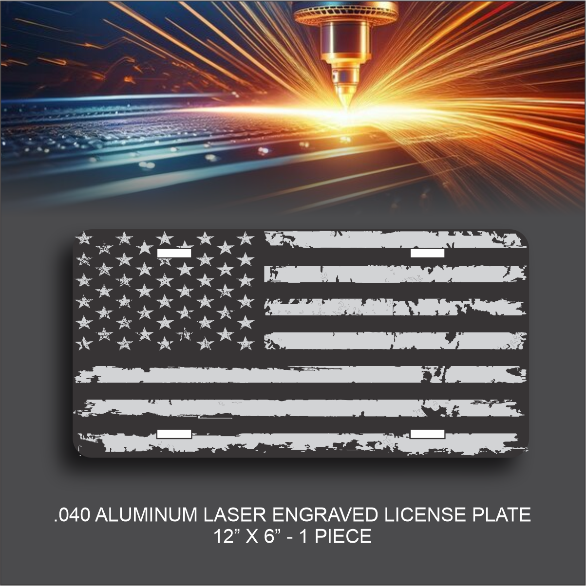 Laser Engraved American Flag License Plates