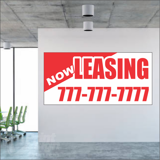 Customized NOW LEASING Vinyl Banner Add Your Phone Number