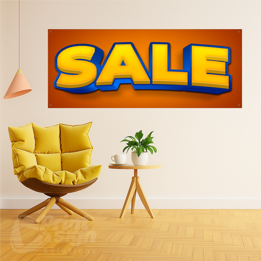 SALE Blue Yellow - Vinyl Banner