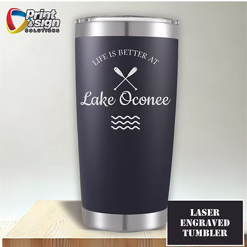 Lake Oconee Laser Engraved Tumbler Insulated Travel Mug