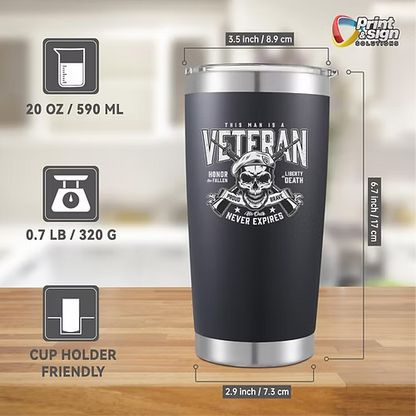Laser Engraved Veteran Tumbler