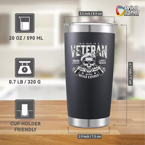 Laser Engraved Veteran Tumbler