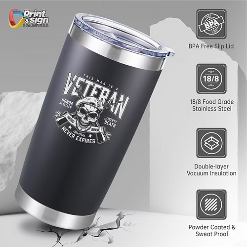 Laser Engraved Veteran Tumbler