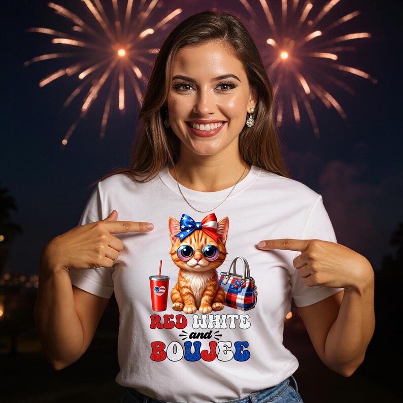 Cute patriotic cat Digital File Direct Download Ready to Print PNG High Definition