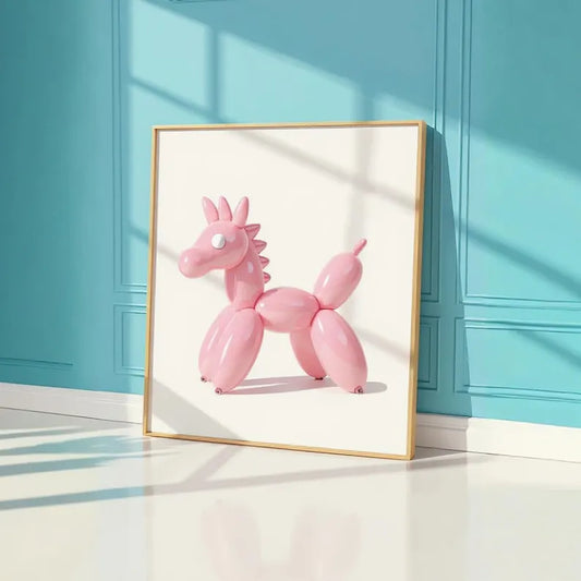 Pink balloon poster with Pony Digital File Ready to Print High Definition PDF PNG File Format