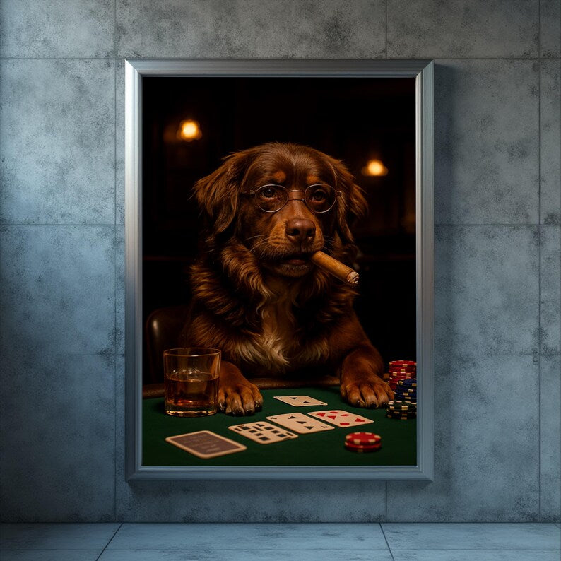 Poker Cigar Dog Playing Digital File Ready to Print High Definition PDF PNG File Format