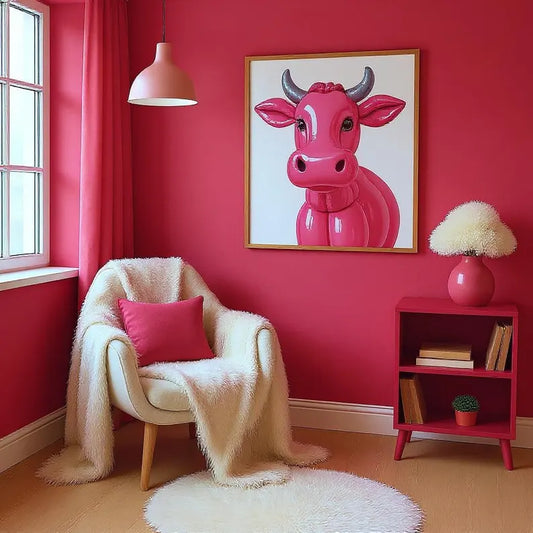 Large cow poster with pink balloon Digital File Ready to Print High Definition PDF PNG File Format