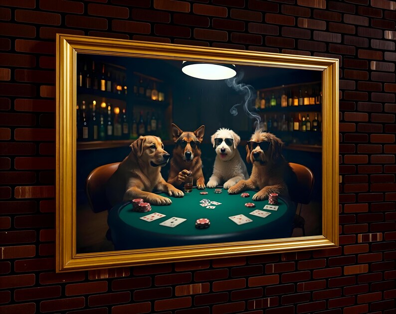 Dogs playing poker Digital File Ready to Print High Definition PDF PNG File Format