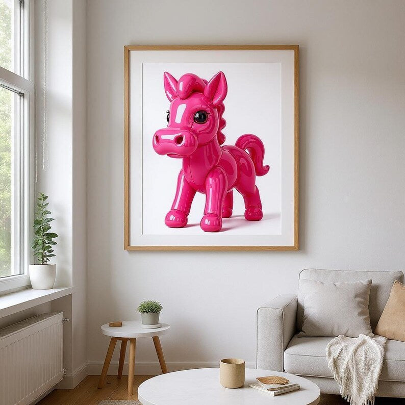 Pink balloon poster with horse Digital File Ready to Print High Definition PDF PNG File Format