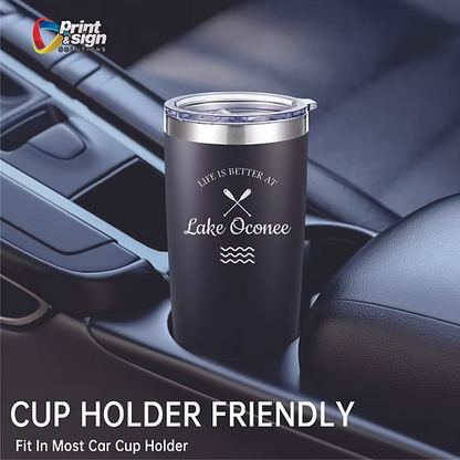 Lake Oconee Laser Engraved Tumbler Insulated Travel Mug