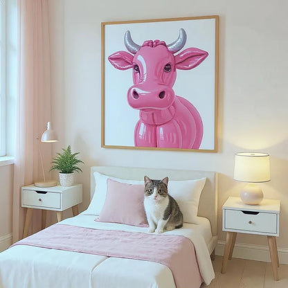 Large cow poster with pink balloon Digital File Ready to Print High Definition PDF PNG File Format