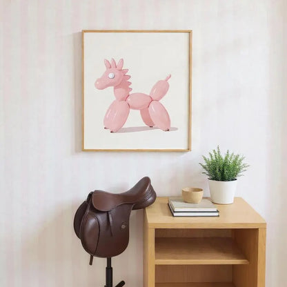 Pink balloon poster with Pony Digital File Ready to Print High Definition PDF PNG File Format