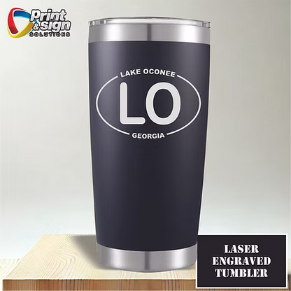 Lake Oconee Laser Engraved Tumbler Insulated Travel Mug
