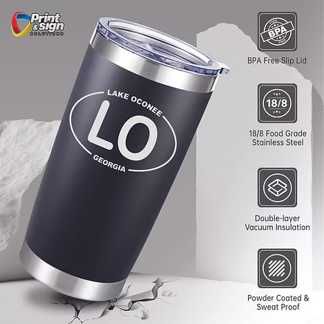 Lake Oconee Laser Engraved Tumbler Insulated Travel Mug