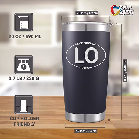 Lake Oconee Laser Engraved Tumbler Insulated Travel Mug