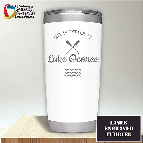 Lake Oconee Laser Engraved Tumbler Insulated Travel Mug