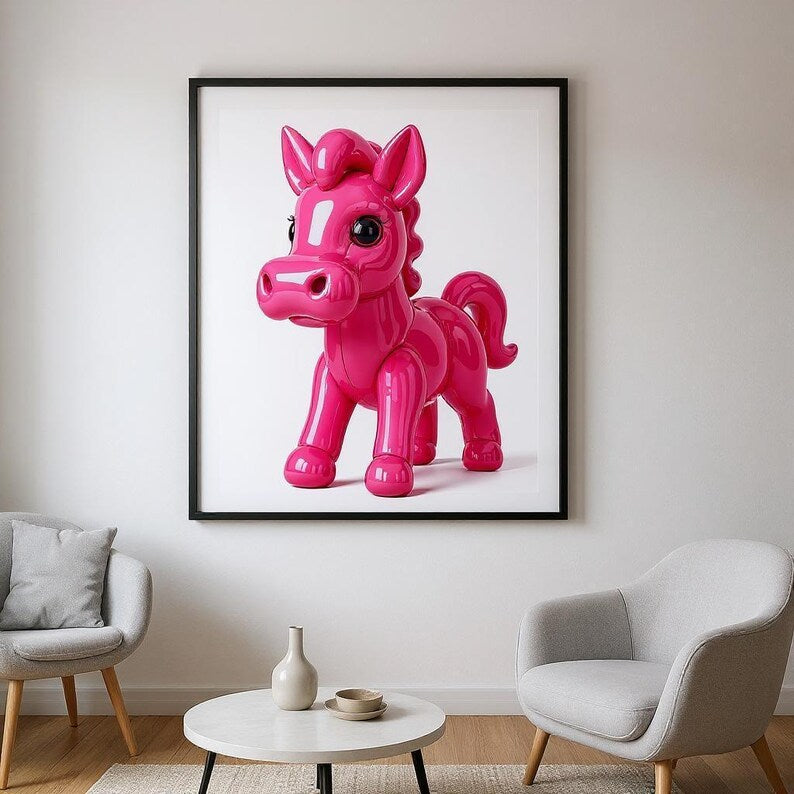 Pink balloon poster with horse Digital File Ready to Print High Definition PDF PNG File Format