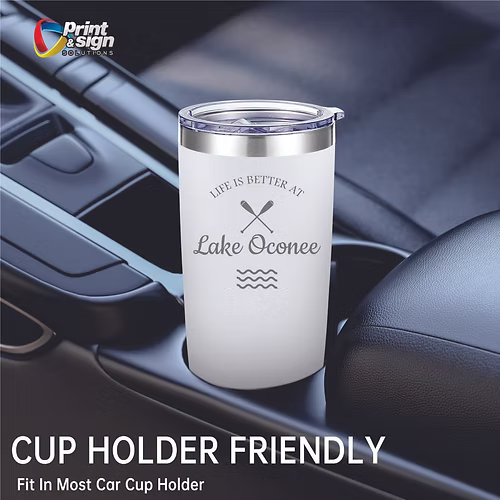 Lake Oconee Laser Engraved Tumbler Insulated Travel Mug