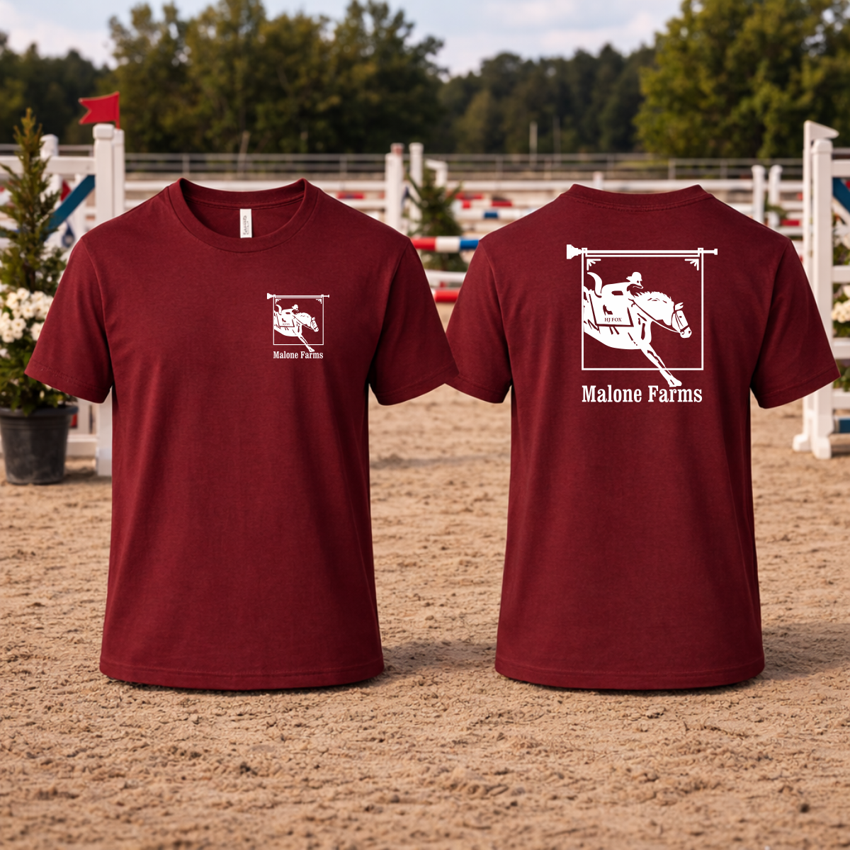 T-shirt MALONE FARMS Equestrian Center Bella Canvas 3001 Unisex Cardinal