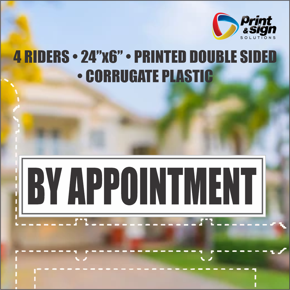 BY APPOINTMENT Real Estate Rider Sign – 6"x24" | Double-Sided Corrugated Plastic | Professional Realtor Yard Sign