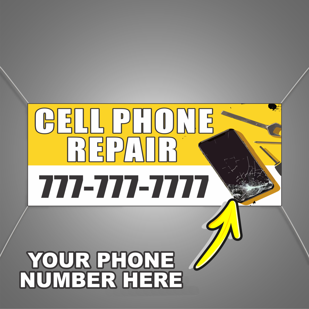 Cell Phone Repair Vinyl Banner Add Your Phone Number