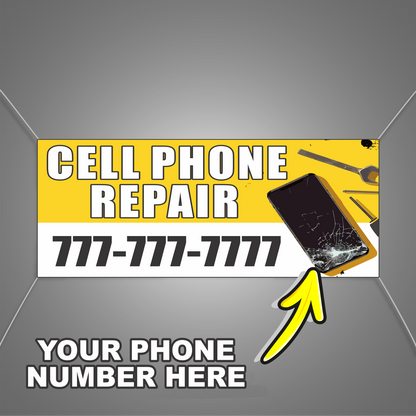 Cell Phone Repair Vinyl Banner Add Your Phone Number