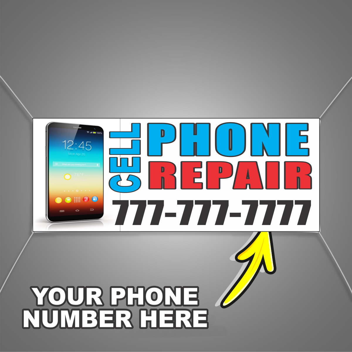 Cell Phone Repair Vinyl Banner Add Your Phone Number