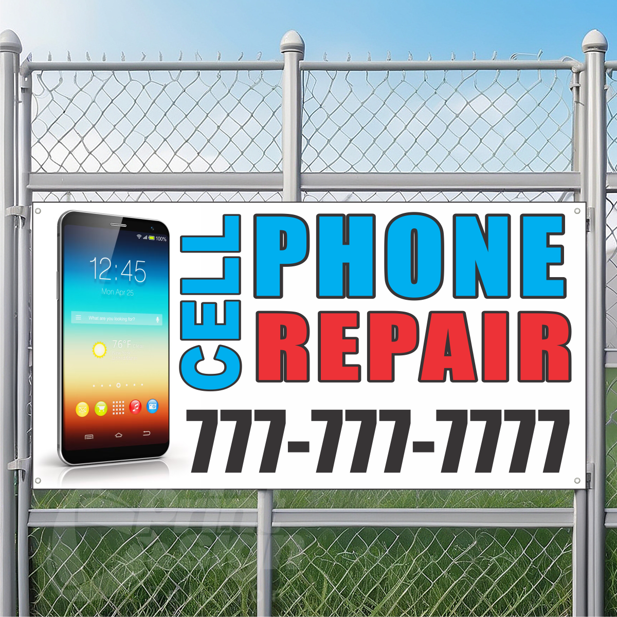Cell Phone Repair Vinyl Banner Add Your Phone Number
