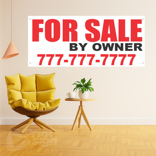Customized FOR SALE by OWNER Vinyl Banner Add Your Phone Number