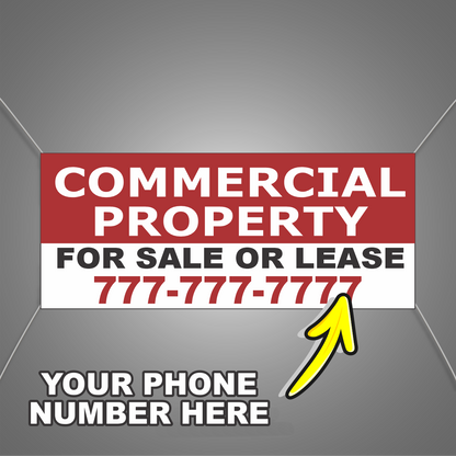 Commercial Property for Sale or Lease Vinyl Banner Add Your Phone Number
