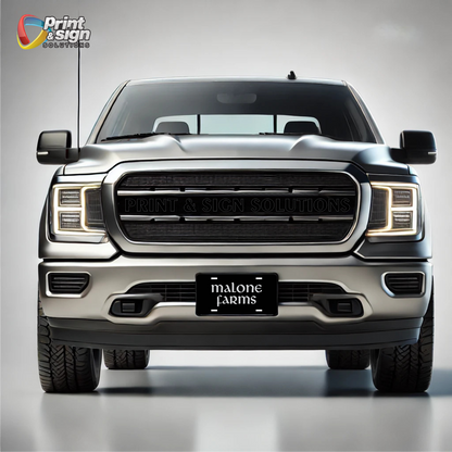 Metal License Plate Laser Engraved MALONE FARMS Truck car tag Aluminum 12" X 6"