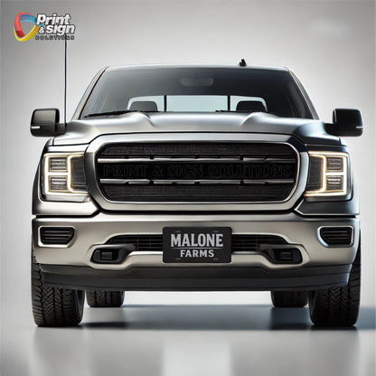 Metal License Plate Laser Engraved MALONE FARMS Truck car tag Aluminum 12" X 6"