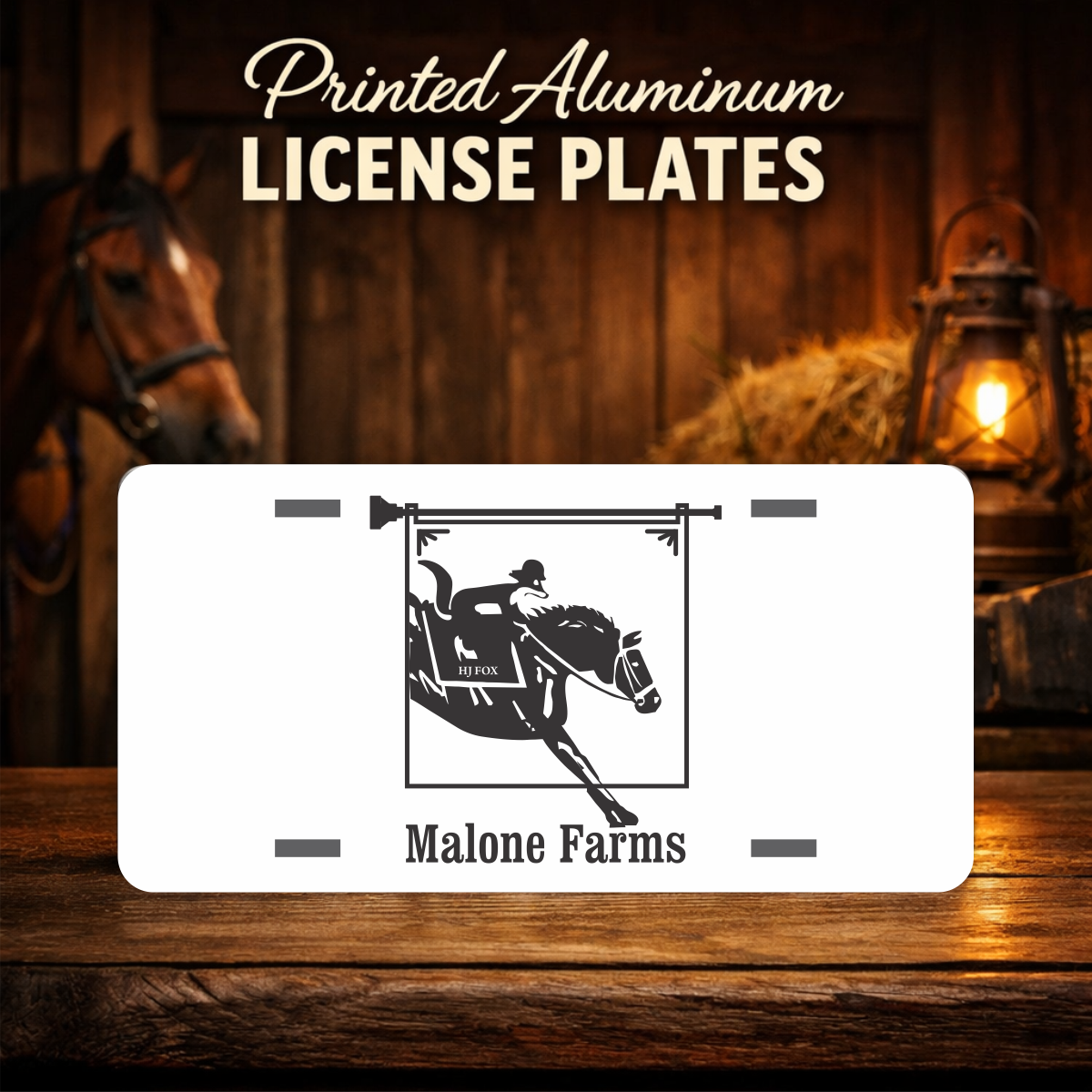 Printed Aluminum License Plate MALONE FARMS Truck car tag 12" X 6"
