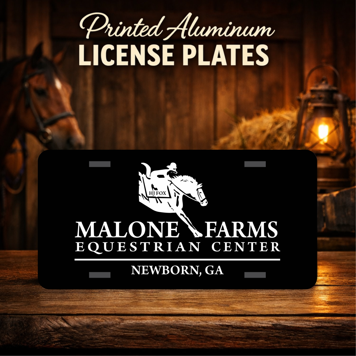 Printed Aluminum License Plate MALONE FARMS Truck car tag 12" X 6"