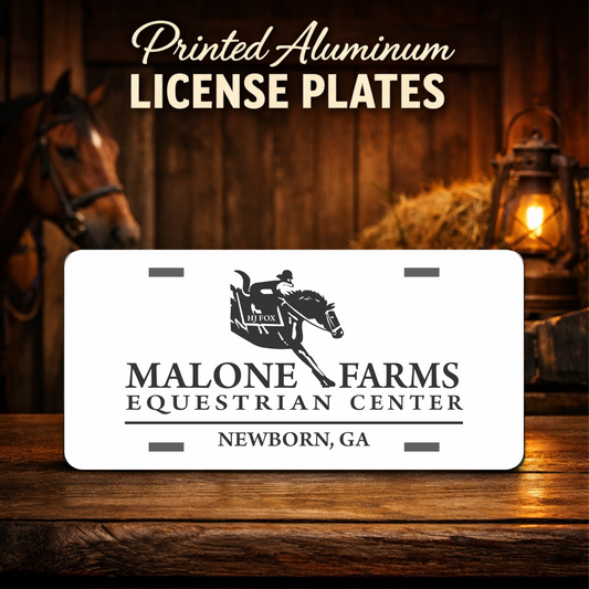 Printed Aluminum License Plate MALONE FARMS Truck car tag 12" X 6"