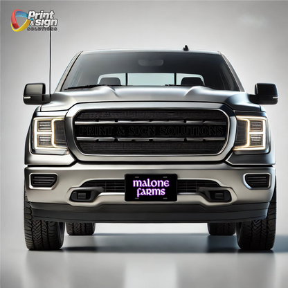 Printed Aluminum License Plate MALONE FARMS Truck car tag 12" X 6"