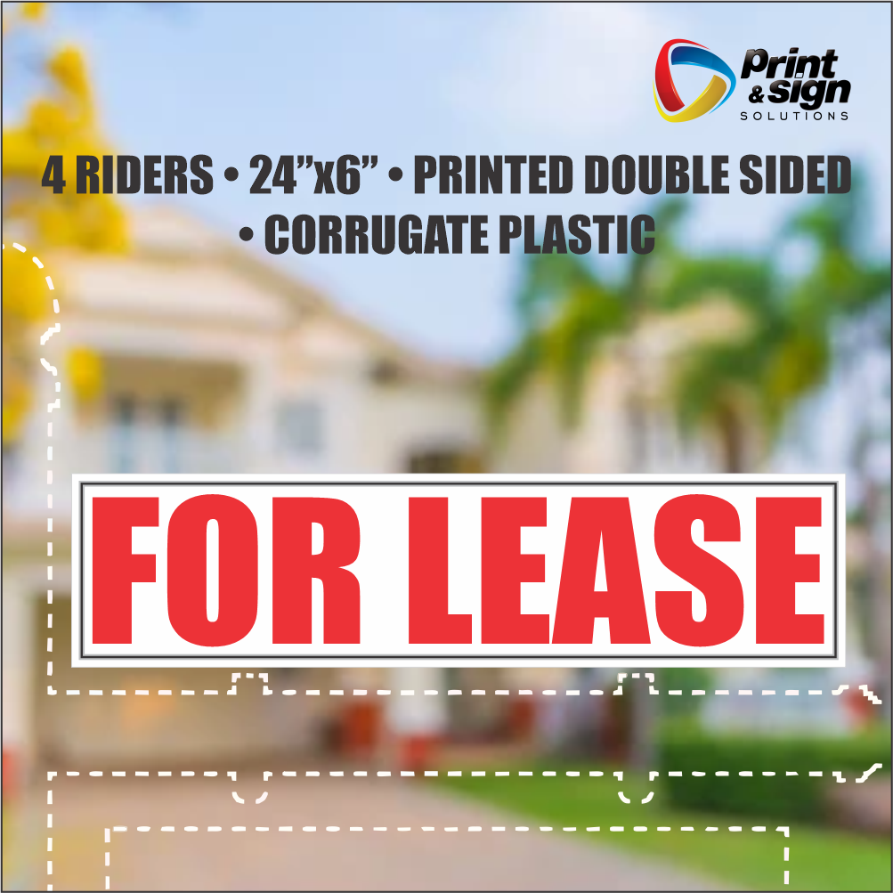 FOR LEASE Real Estate Rider Sign – 6"x24" | Double-Sided Corrugated Plastic | Professional Realtor Yard Sign
