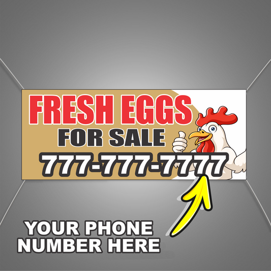 Customized FRESH EGGS FOR SALE Vinyl Banner Add Your Phone Number