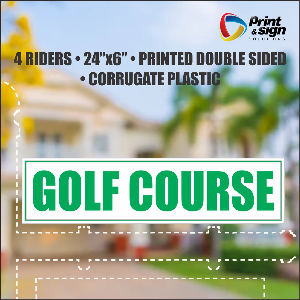 GOLF COURSE Real Estate Rider Sign – 6"x24" | Double-Sided Corrugated Plastic | Professional Realtor Yard Sign