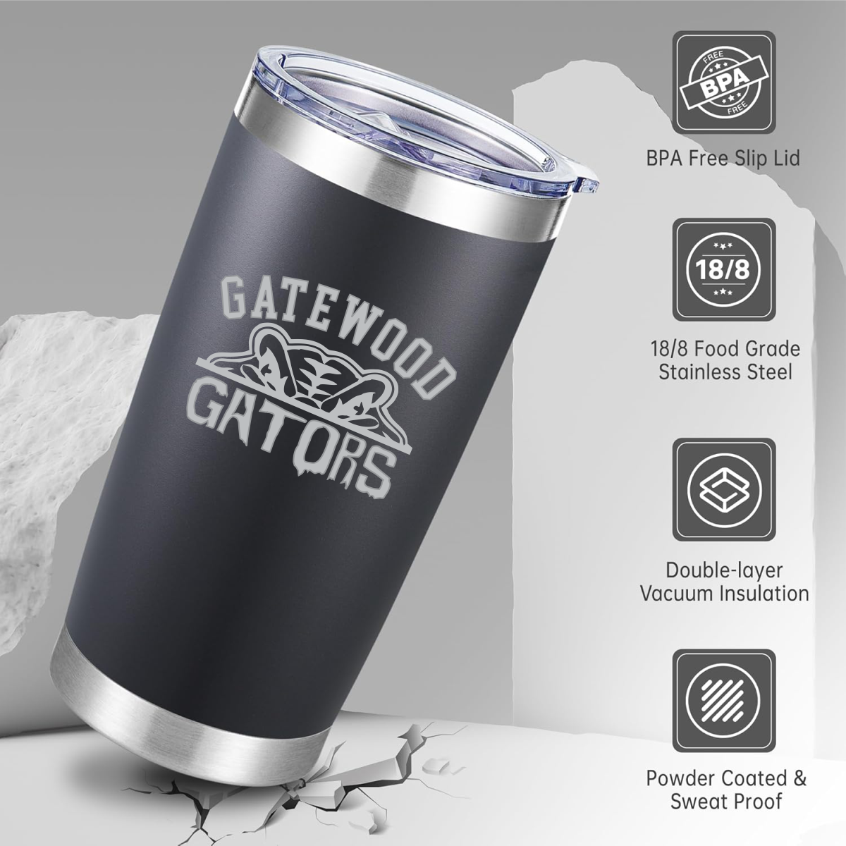 Gatewood Schools Gators Laser Engraved Insulated 20oz Tumbler