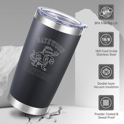 Gatewood Schools Gator Laser Engraved Insulated 20oz Tumbler