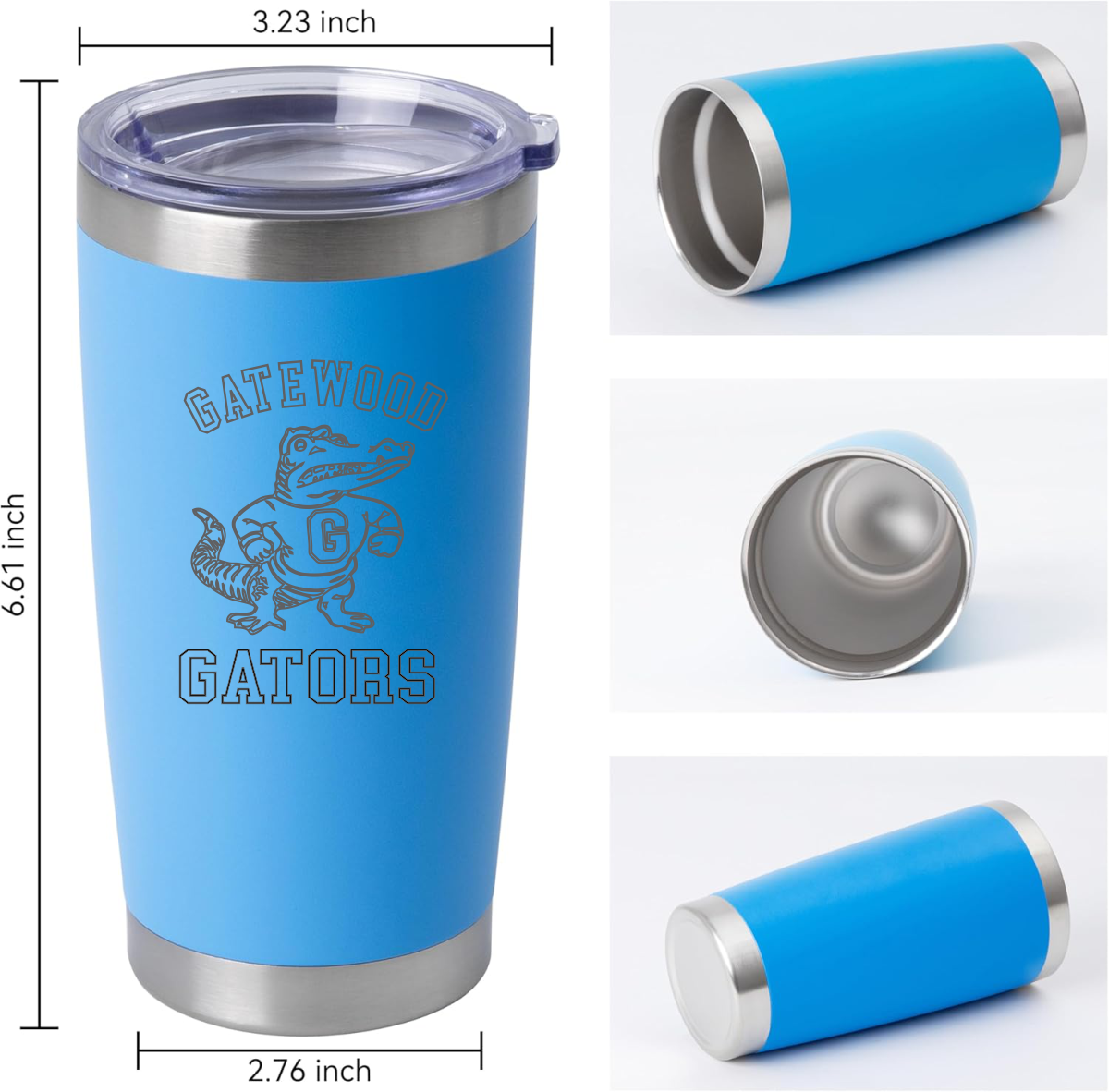 Gatewood Schools Gator Laser Engraved Insulated 20oz Tumbler